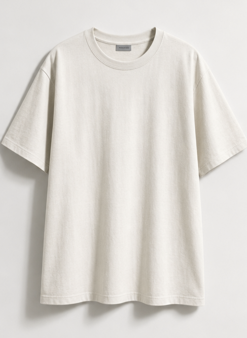 Finished cream basic tee garment preview